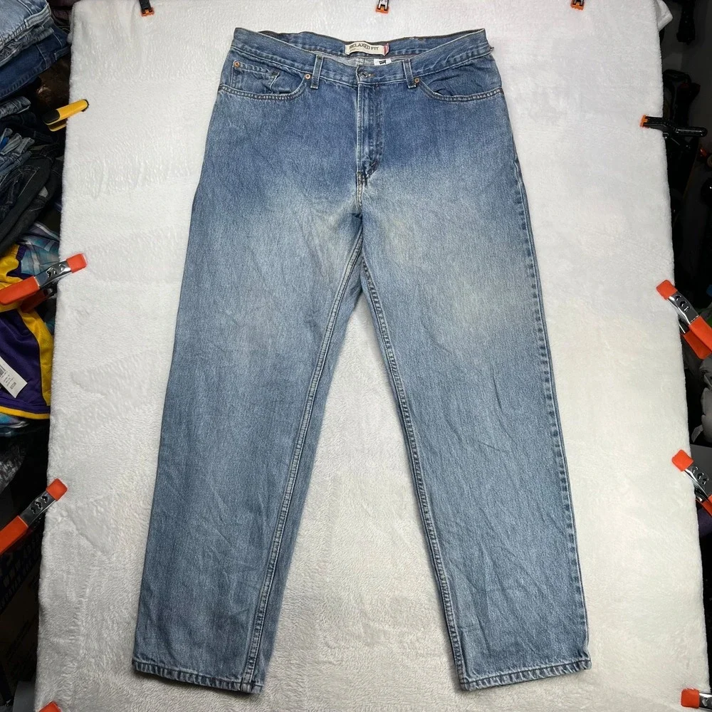 Levi's 550 Relaxed‎ Fit Straight Jeans Men's Blue Denim Mid Rise Classic - 37X32